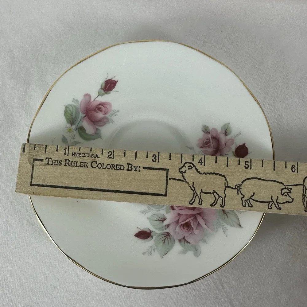 Royal Windsor English Bone China Teacup & Saucer Set Pink Cabbage Rose